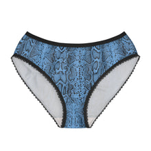 Load image into Gallery viewer, Stylish Women's Briefs with Snake Print, Trendy Underwear, High Waist Briefs, Comfortable Lingerie - Black and White Snake Skin - Light Blue
