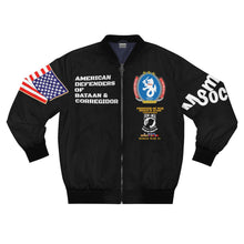 Load image into Gallery viewer, Men&#39;s AOP Bomber Jacket - American Defenders Of Bataan Corregidor with POW - MIA Service Medals
