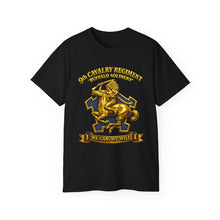 Load image into Gallery viewer, T‑Shirt — 9th Cavalry Regiment 'We Can, We Will' Gold Emblem Tee
