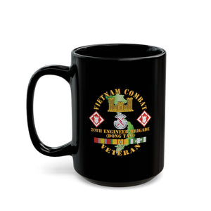 Black Mug (11oz, 15oz) - Vietnam Combat Veteran w 20th Engineer Brigade  SSI - Dong Tam X 300