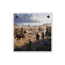 Load image into Gallery viewer, Acrylic Wall Art Panel - Apache Indians attacking a US Army defending a wagon train
