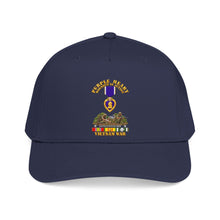 Load image into Gallery viewer, Mid Profile Baseball Cap - Vietnam War Purple Heart Medal w VN SVC - with Vietnam Scene - 3D - Transparent
