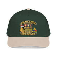 Load image into Gallery viewer, Mid Profile Baseball Cap - Army - Iraq War Veteran - Ribbon Bar - Map - SSI - 1st Armored Division - 3D - Enhanced
