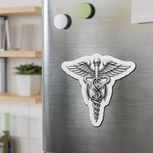 Load image into Gallery viewer, Die-Cut Magnet - Army Medical Service Corps (MS) Branch Insignia - 3D - Silver - Enhanced
