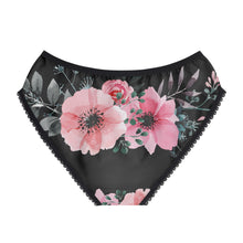 Load image into Gallery viewer, Women's Briefs - Pink Flowers on Black
