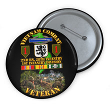 Load image into Gallery viewer, Custom Pin Buttons - Vietnam Veteran Combat - 2nd Bn, 28th Infantry - 1st ID - with VN SVC - with Combat Scene - 3D - Transparent

