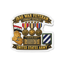 Load image into Gallery viewer, Die-Cut Magnet - Army - Iraq War Veteran - Ribbon Bar - Map - SSI - 3rd Infantry Division - 3D - Enhanced
