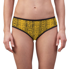 Load image into Gallery viewer, Stylish Women's Briefs with Snake Print, Trendy Underwear, High Waist Briefs, Comfortable Lingerie - Black and White Snake Skin - Yellow
