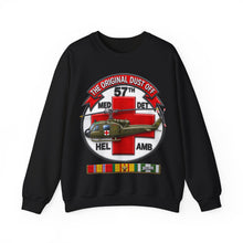 Load image into Gallery viewer, Crewneck Sweatshirt - Army - 57th Medical Co - Original Dustoff - Vietnam w VN SVC - 3D - Enhanced

