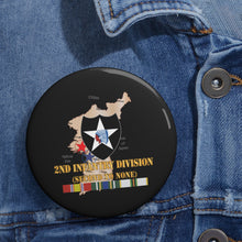 Load image into Gallery viewer, Custom Pin Buttons - Army - Korea Map - 2nd Infantry Div - Second to None w SVC X 300
