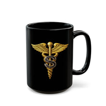Load image into Gallery viewer, Black Mug  (15oz) - Army Medical Specialist Corps Branch Insignia - 3D - Enhanced
