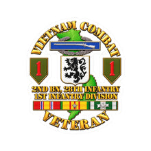 Load image into Gallery viewer, Kiss-Cut Stickers - Vietnam Veteran Combat - 2nd Bn, 28th Infantry - 1st ID - with VN SVC - 3D - Transparent
