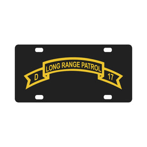 Tab - Troop D 17th Cav Long Range Patrol wo Txt Classic License Plate