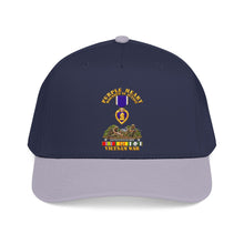 Load image into Gallery viewer, Mid Profile Baseball Cap - Vietnam War Purple Heart Medal w VN SVC - with Vietnam Scene - 3D - Transparent
