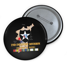 Load image into Gallery viewer, Custom Pin Buttons - Army - Korea Map - 2nd Infantry Div - Second to None w SVC X 300
