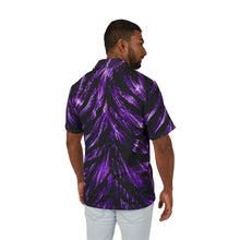 Load image into Gallery viewer, Men's Hawaiian Camp Shirt — Electric purple zebra stripes pattern
