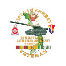 Load image into Gallery viewer, Kiss-Cut Stickers - 6th Bn, 14th Artillery Regiment - w 1st Field Force - M107 - 175mm Gun - Vietnam Vet w VN SVC
