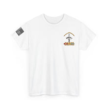 Load image into Gallery viewer, Unisex Heavy Cotton Tee - Army - Badge - LRRP - Tip of the Spear - Vietnam Vet w SVC - 3D - Enhanced with American Flag Sleeve
