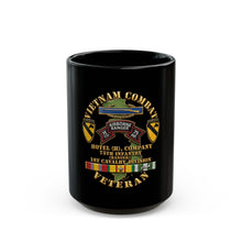 Load image into Gallery viewer, Black Mug  (15oz) - Army - Vietnam Combat Vet - H Co 75th Infantry (Ranger) - 1st Cavalry Div SSI  - 3D - Enhanced
