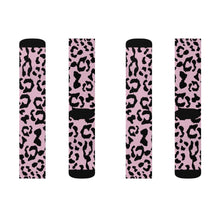Load image into Gallery viewer, Sublimation Socks - Leopard Camouflage - Baby Pink - Black
