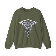 Load image into Gallery viewer, Crewneck Sweatshirt - Army Medical Service Corps (MS) Branch Insignia - 3D - Silver - Enhanced
