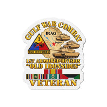Load image into Gallery viewer, Die-Cut Magnet - Army - Gulf War Combat - 1st Armored Divi - Old Ironsides - Veteran - Map w GULF SVC - 3D - Enhanced

