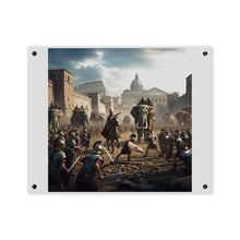 Load image into Gallery viewer, Acrylic Wall Art Panel - Hannibal Battling the Roman Legions as he Enters Rome
