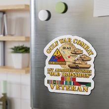 Load image into Gallery viewer, Die-Cut Magnet - Army - Gulf War Combat - 1st Armored Divi - Old Ironsides - Veteran - Map w GULF SVC - 3D - Enhanced
