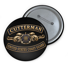 Load image into Gallery viewer, Custom Pin Buttons - USCG - Cutterman - Auxiliary w txt - 3D - Enhanced
