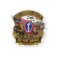 Load image into Gallery viewer, Die-Cut Magnet - Army - 442nd Airborne Infantry Regimental Combat Team - 3D - Enhanced with EUR WWII SVC

