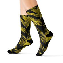 Load image into Gallery viewer, Sublimation Socks - Metallic yellow tiger-stripe
