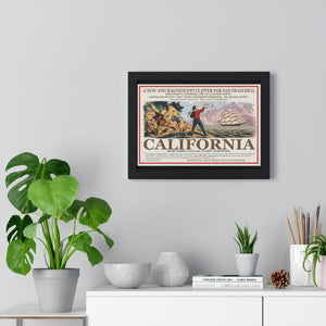 Premium Framed Horizontal Poster -  Set Sail for CALIFORNIA - California Gold