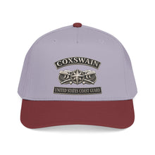 Load image into Gallery viewer, Mid Profile Baseball Cap - USCG - Coxswain w txt - Silver - 3D - Enhanced
