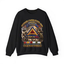 Load image into Gallery viewer, Crewneck Sweatshirt - Army -  7th Unites States Army - 7 Steps to Hell w Germany Tab - SS w COLD WAR SVC - 3D - Enhanced
