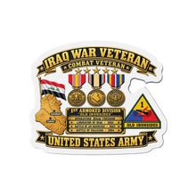 Load image into Gallery viewer, Die-Cut Magnet - Army - Iraq War Veteran - Ribbon Bar - Map - SSI - 1st Armored Division - 3D - Enhanced
