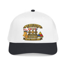 Load image into Gallery viewer, Mid Profile Baseball Cap - Army - Iraq War Veteran - Ribbon Bar - Map - SSI - 1st Armored Division - 3D - Enhanced
