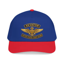 Load image into Gallery viewer, Mid Profile Baseball Cap - USCG - Aviator Badge w txt - 3D - Enhanced
