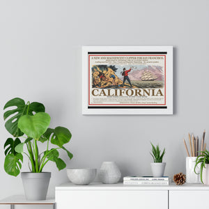 Premium Framed Horizontal Poster -  Set Sail for CALIFORNIA - California Gold