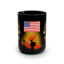 Load image into Gallery viewer, Black Mug 15oz - Vietnam Veteran - 1st Signal Brigade - Combat Communicator &quot;First to Communicate&quot; with Vietnam Service Ribbons - Spec
