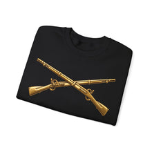 Load image into Gallery viewer, Crewneck Sweatshirt - Army - Infantry Branch Insignia - no text - Gold - 3D - Enhanced
