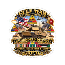 Load image into Gallery viewer, Kiss-Cut Stickers - Army - Desert Storm - 2nd Armored Div - Combat Vereran Veteran w GULF SVC - 3D - Enhanced
