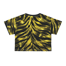 Load image into Gallery viewer, All-Over Print Beach &amp; Festival Crop Tee - Metallic yellow tiger-stripe
