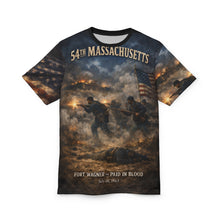 Load image into Gallery viewer, All-Over Print Tee - 54th Massachusetts - Fort Wagner - Paid for in Blood
