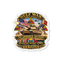 Load image into Gallery viewer, Die-Cut Magnet - Army - Desert Storm - 2nd Armored Div - Combat Vereran Veteran w GULF SVC - 3D - Enhanced
