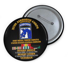 Load image into Gallery viewer, Custom Pin Buttons - XVIII Airborne Corps Desert Storm Ribbons - 3D - Transparent
