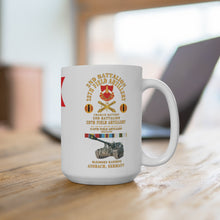 Load image into Gallery viewer, White Mug 15oz - Army - Charlie Battery, 2nd Battalion, 28th Field Artillery, Ansbach Germany - Overseas, Cold War Ribbons - RUSS
