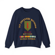 Load image into Gallery viewer, Crewneck Sweatshirt - Army - SSI - 1st Infantry Division - Big Red One - Vietnam Veteran w VN SVC Bar X 300

