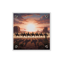 Load image into Gallery viewer, Acrylic Wall Art Panel - 10th Cavalry on Patrol in the sunset w 10th Cav Guidon
