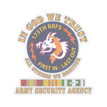 Load image into Gallery viewer, Kiss-Cut Stickers - 176th RRFS - First In Last Out - SSI - In God we Trust - ASA w VN SVC X 300
