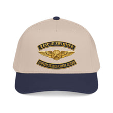 Load image into Gallery viewer, Mid Profile Baseball Cap - USCG - Aviation Rescue Swimmer w txt - 3D - Enhanced

